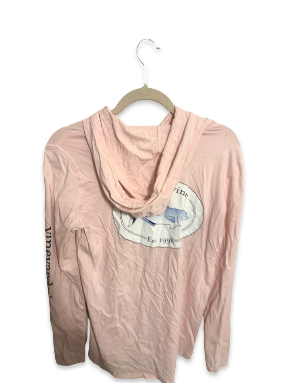 Vineyard Vines Women’s Light Pink Hooded Graphic Tee Long Sleeve Size Small - Picture 5 of 11